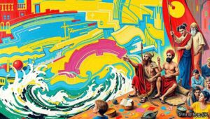 Long Shot. A man in his mum's spare room types furiously on a laptop. A speech bubble reads 'The accents are wrong. The armour is wrong. Someone's sandals look emotionally inconsistent.' Behind him, a poster of The Odyssey. A thought bubble says 'I did a module on the Classics once.'