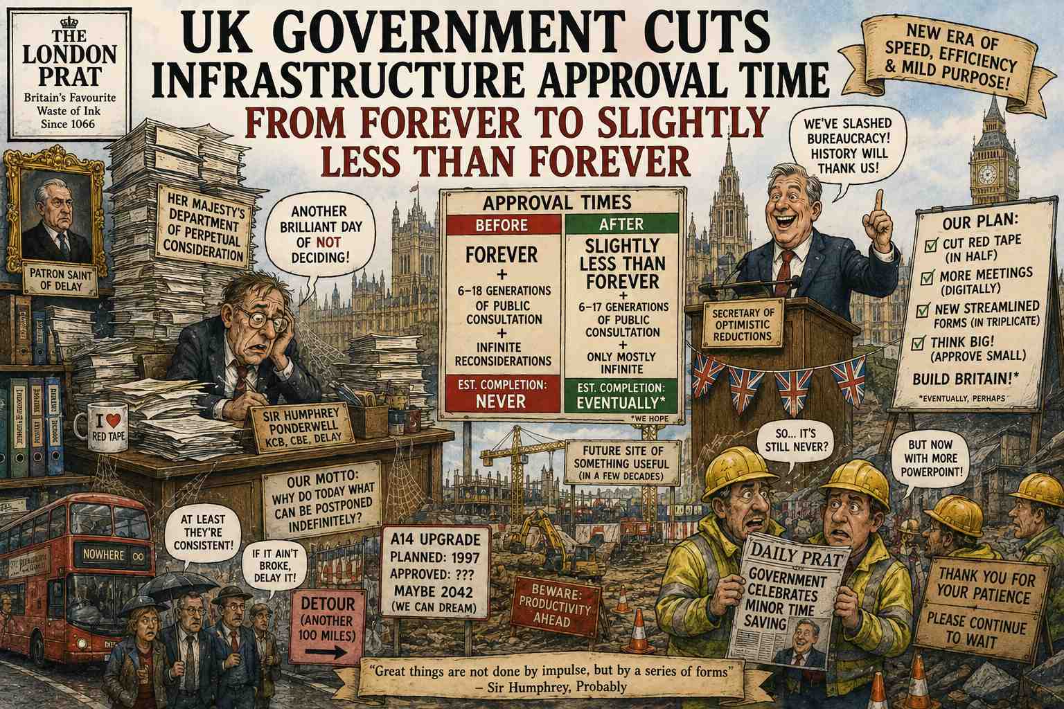 Government Cuts Infrastructure Approval Time from Forever to Slightly Less Than Forever