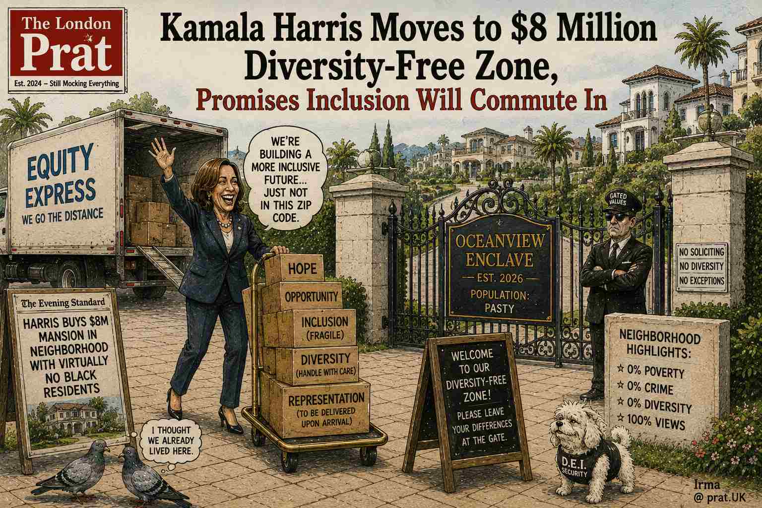 Kamala Harris Moves to  Million Diversity-Free Zone