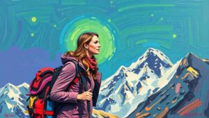 Close-Up. A laptop screen. A conspiracy theorist types furiously. String connects photos of Kate at three mountains. A thought bubble reads 'If she can climb three mountains at her age, what else is she hiding?' Another bubble reads 'It's mostly the pants.' A photo shows different trousers.
