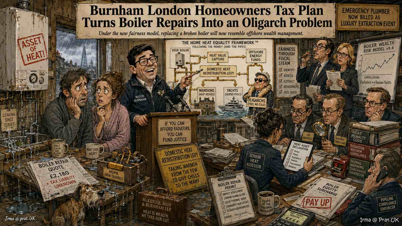 Burnham London Homeowners Tax Plan Turns Boiler Repairs Into an Oligarch Problem