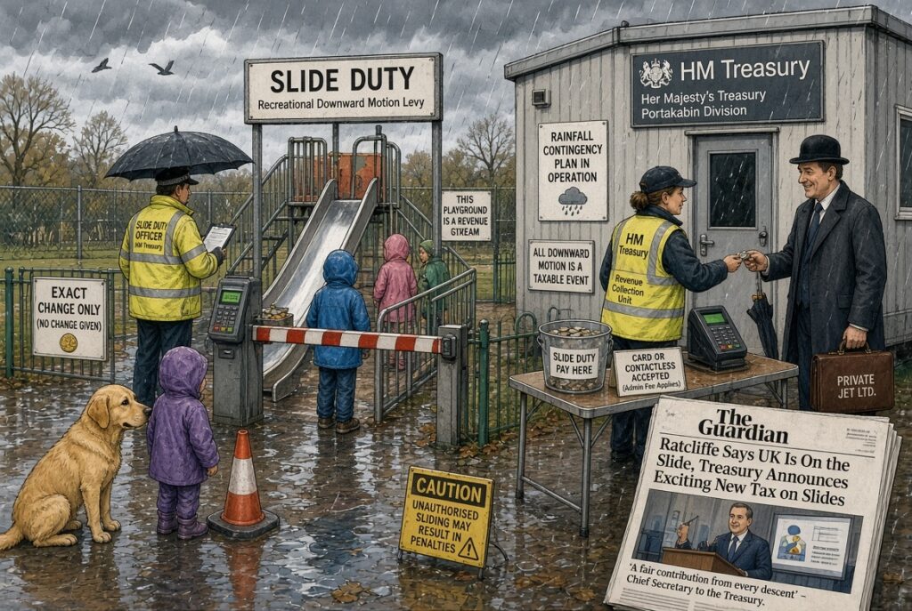 Billionaire Loses Confidence in Britain Billionaire industrialist () Ratcliffe Says UK Is ‘On the Slide,’ Treasury Announces Exciting New Tax on Slides