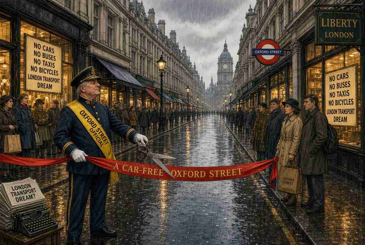 London Turns Oxford Street Into Pedestrian Plaza, Scientists Predict Traffic Will Disappear Completely Provided Nobody Looks One Street Over