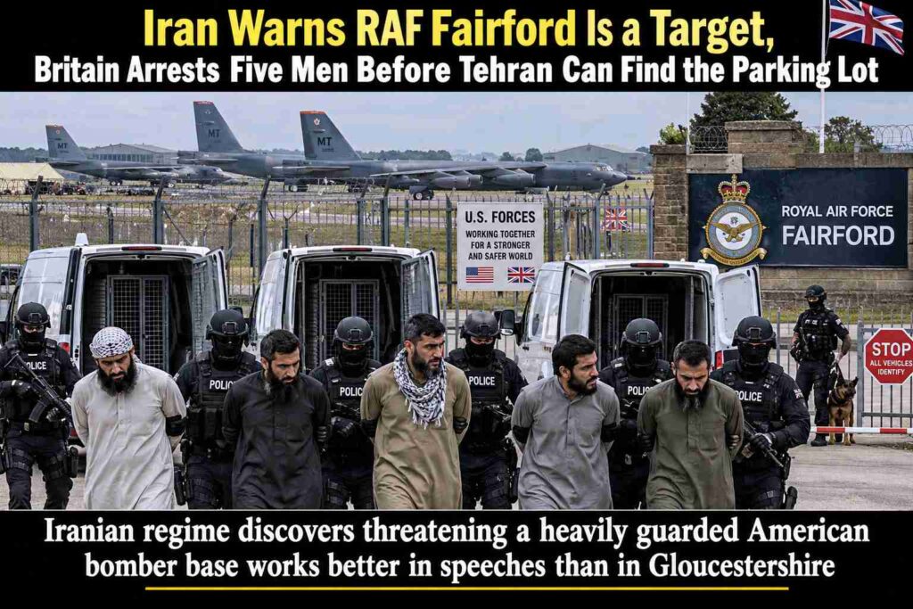 RAF Fairford () RAF Fairford () Iranian regime discovers threatening a heavily guarded American bomber base works better in speeches than in Gloucestershire