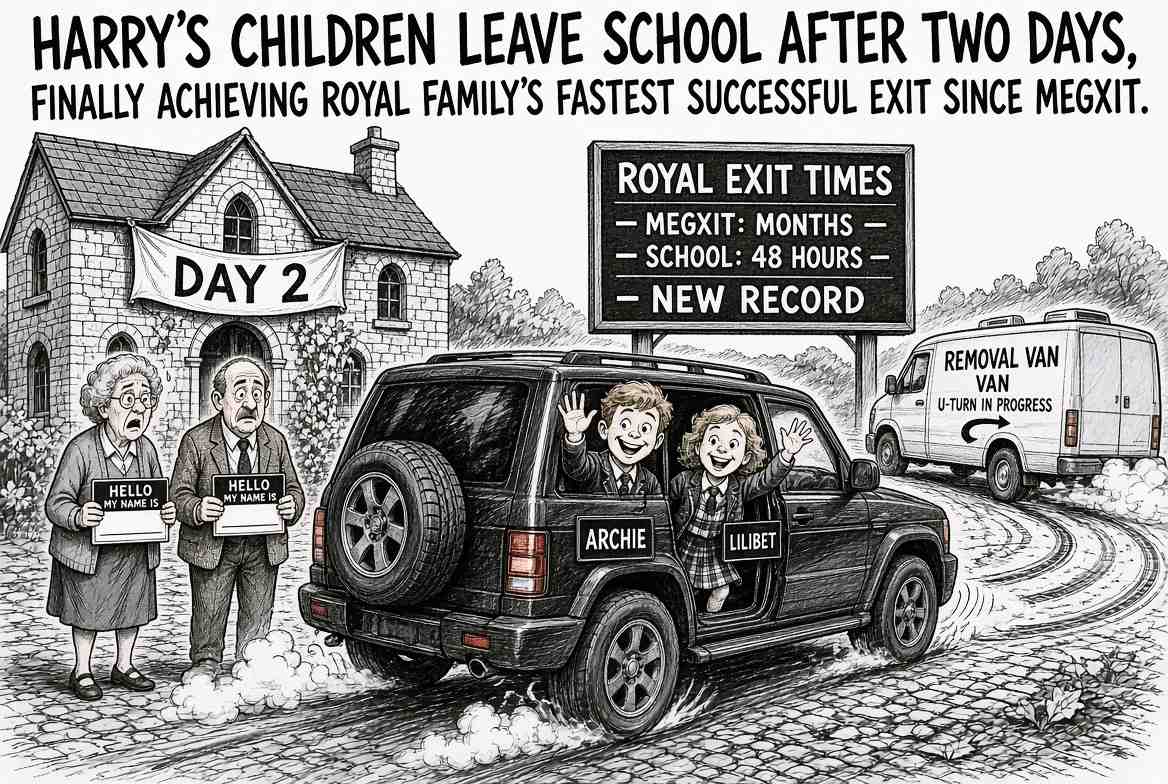 Harry’s Children Leave School After Two Days