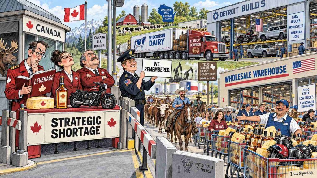 Satirical Illustration Satirical Illustration - The first problem with using dairy as a strategic weapon is that the United States appears to have discovered agriculture.