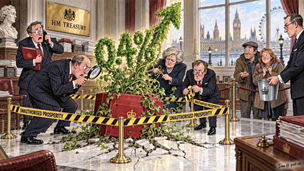 Satirical Illustration Satirical Illustration - Chancellor Faces the Terrifying Prospect of Good News
