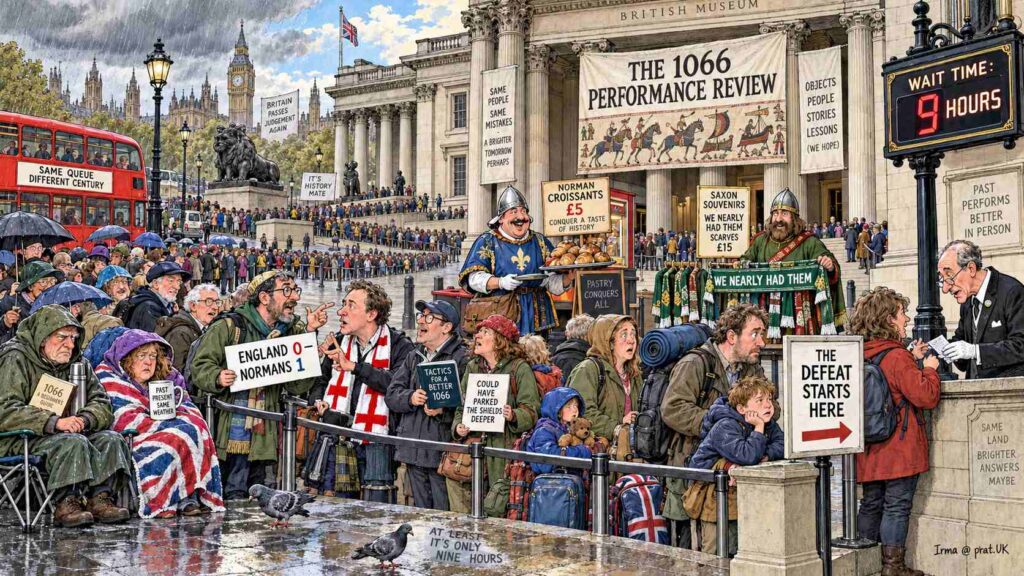 Satirical Illustration Satirical Illustration - Why the Bayeux Tapestry Exhibition Broke Ticket Records