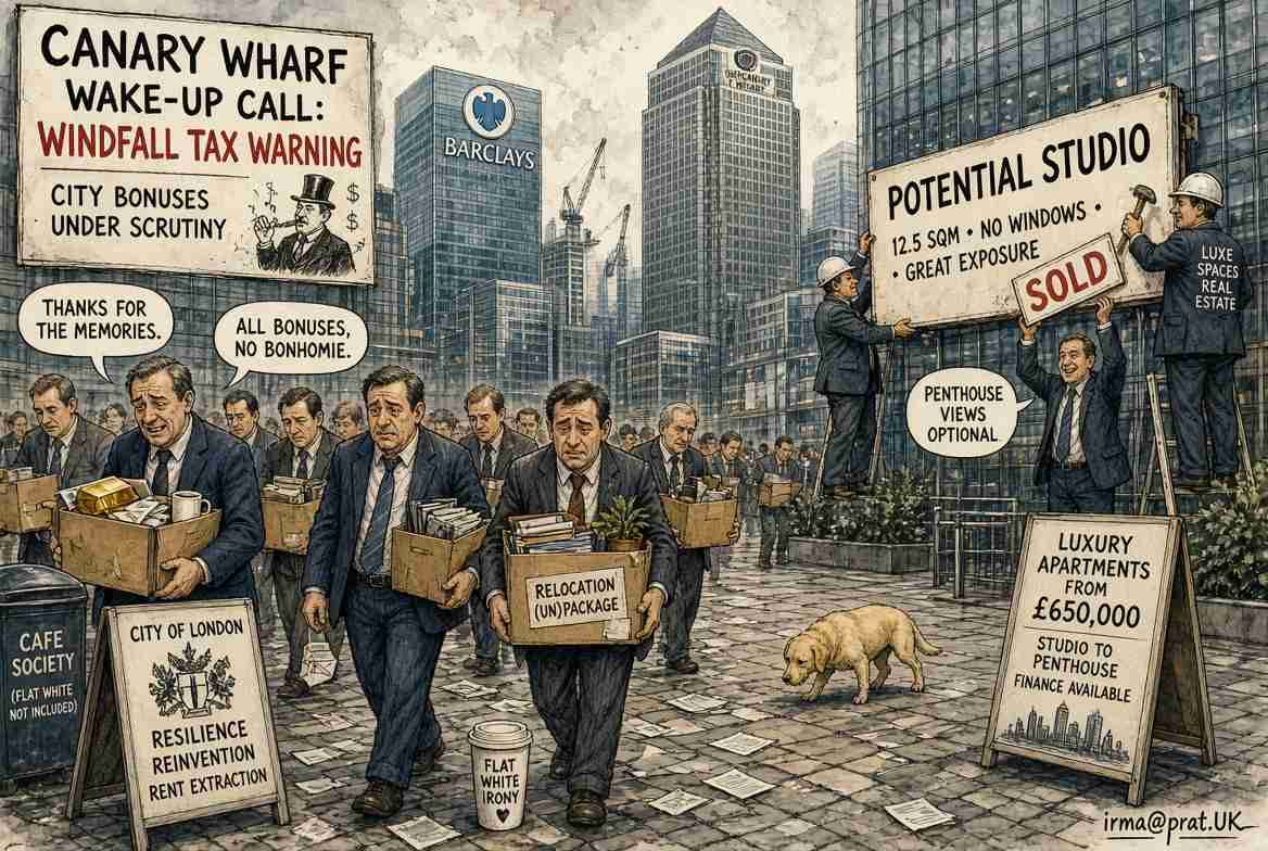 Global Banks Warn Windfall Tax Could Drive Them From London, Estate Agents Immediately List Canary Wharf as ‘Potential Studio’