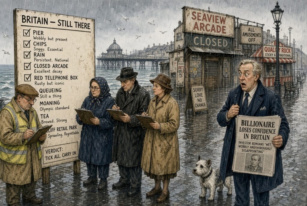 Wide Aspect. A tax form titled 'Geographically Mobile Patriotic Revenue Participation,' captioned 'Britain Responds to Billionaire Exodus by Making Leaving the Country Subject to VAT.'
