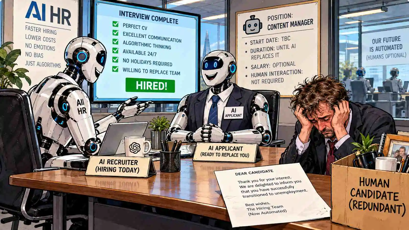Firm Sends AI Recruiter to Interview Job Applicant, Applicant Sends His Own AI, Both Machines Agree Humans Are the Biggest Obstacle to Hiring