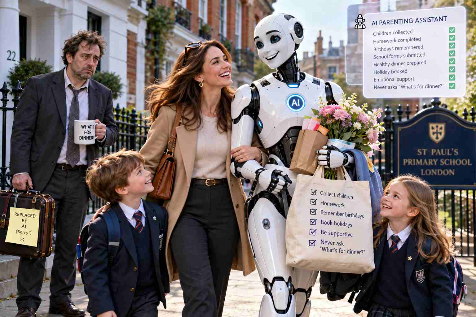 London Wife Replaces Husband With AI Parenting Assistant, Reports New Partner Remembers Birthdays, Collects Children From School and Never Asks What’s for Dinner