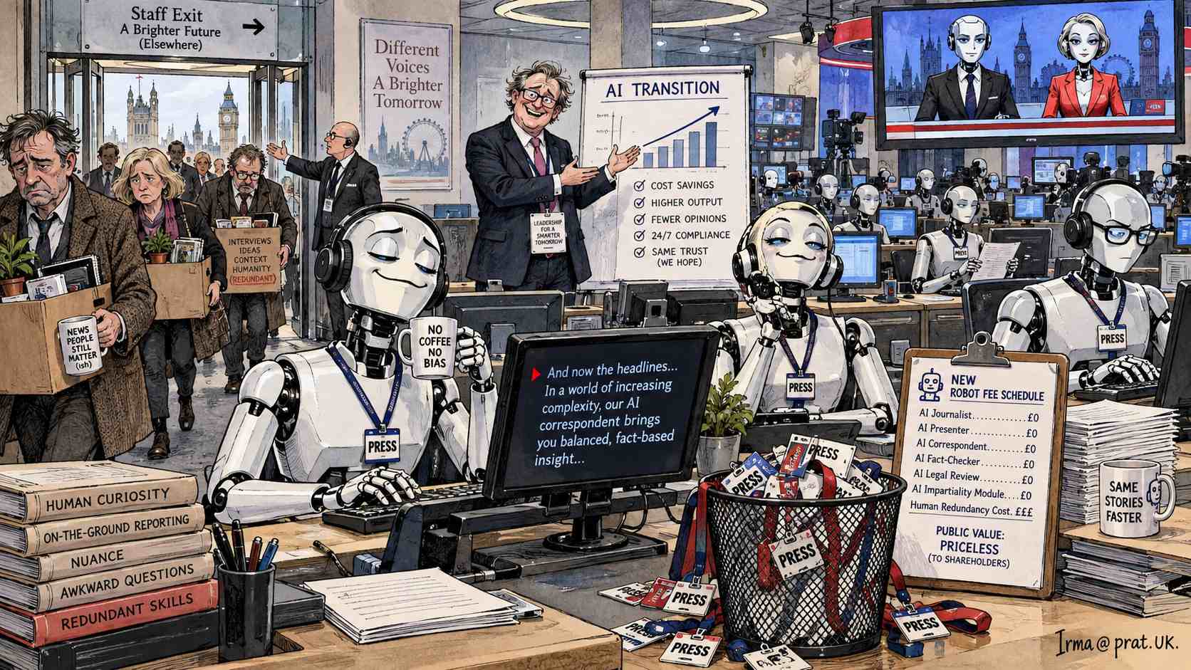 Licence Fee per Robot as BBC Swaps 3,000 Journalists for AI
