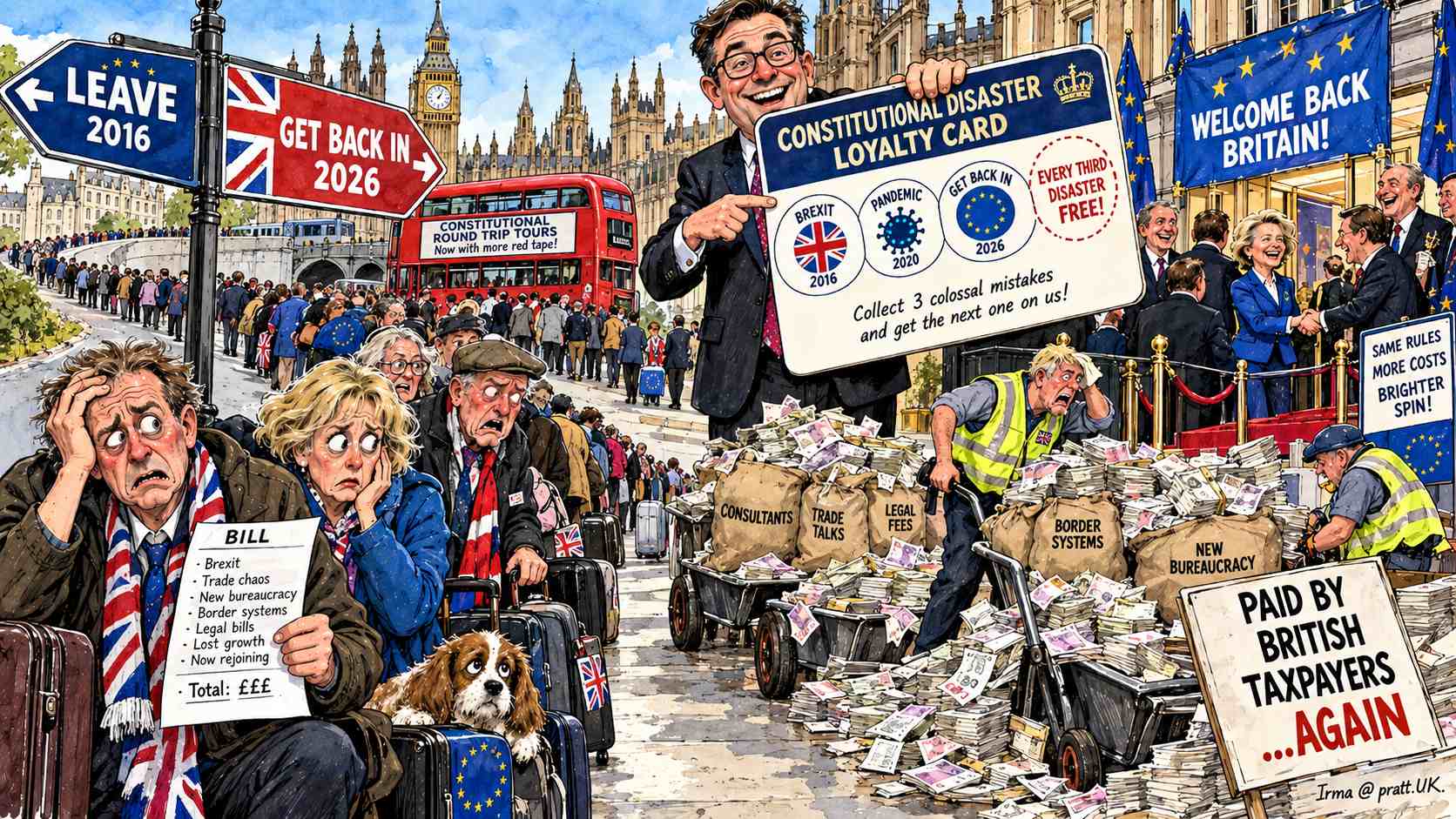 British Taxpayers Discover They Spent Ten Years and Billions of Pounds Leaving EU Only to Spend Next Ten Years and Billions More Getting Back In, Demand Government Introduce Loyalty Card Offering Every Third Constitutional Disaster Free