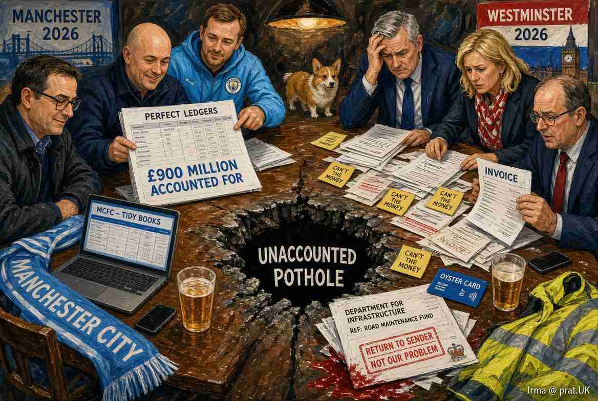 Britain Discovers Manchester City Can Account for £900 Million More Successfully Than Westminster Can Account for a Pothole