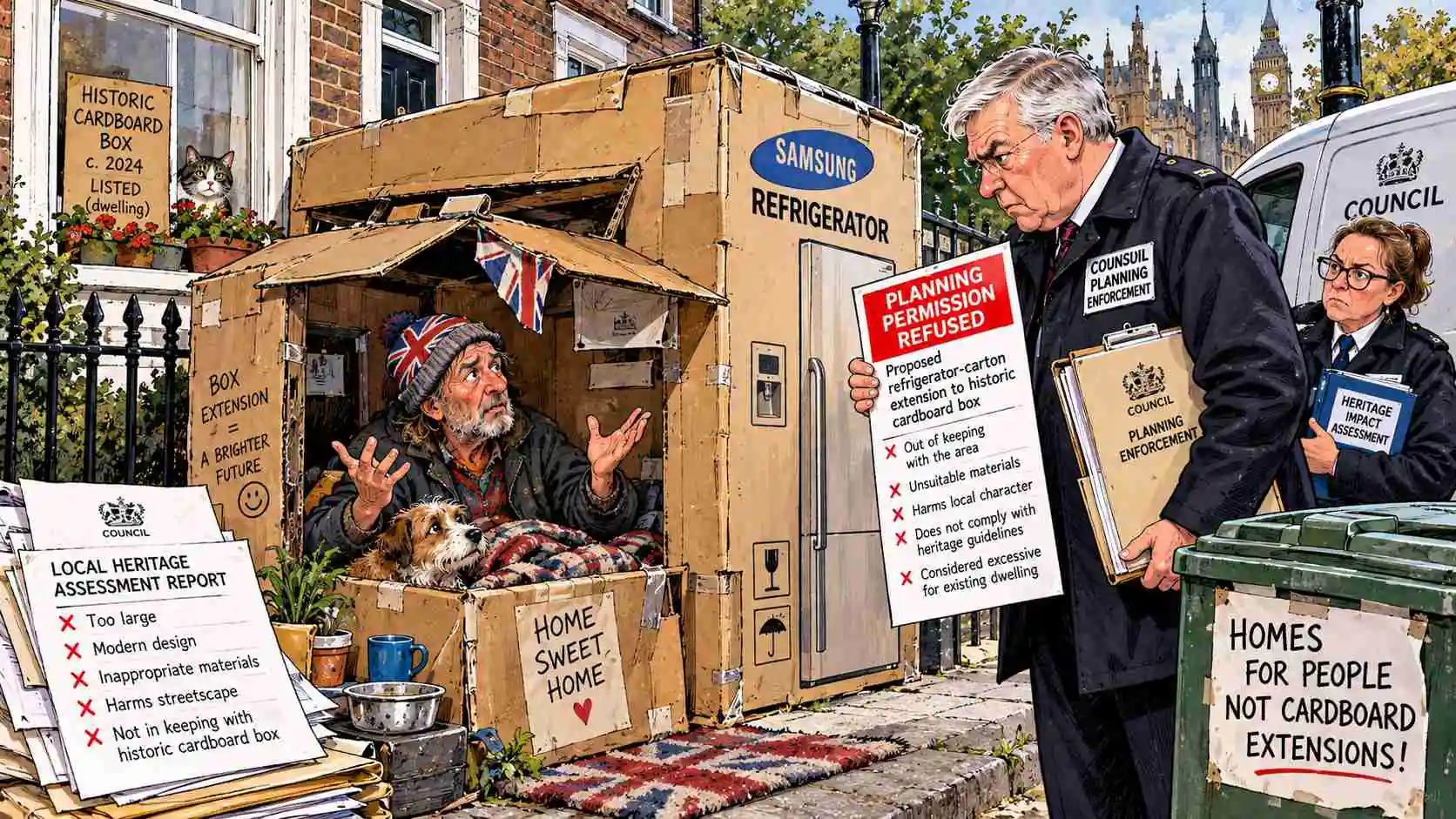 Council Refuses Planning Permission for Refrigerator-Carton Extension to Historic Cardboard Box