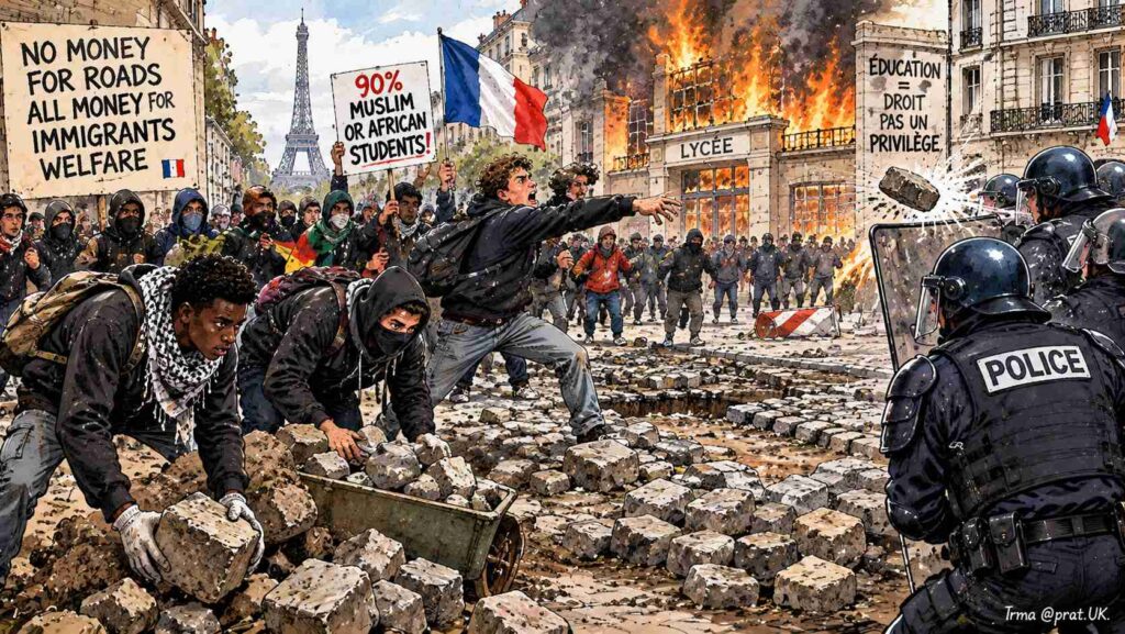 Chaotic Paris Protest Panorama Chaotic Paris Protest Panorama