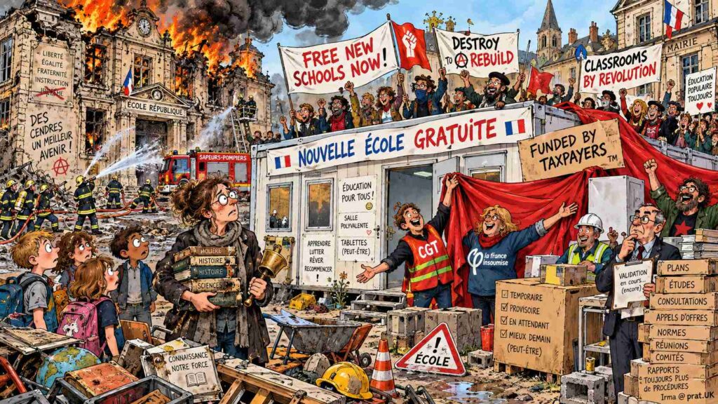 French Protesters Burn Schools to Demand Better Schools ()
