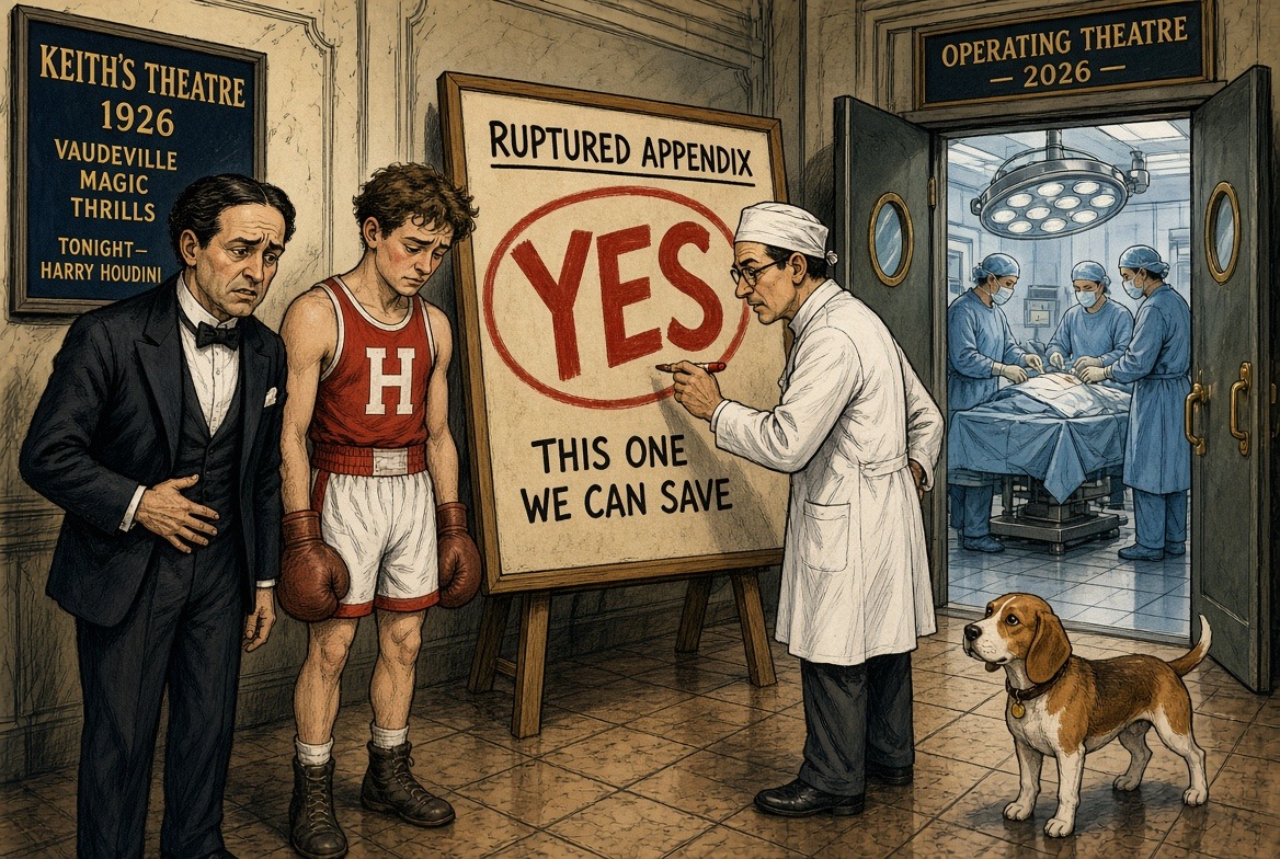 Could Modern Doctors Have Saved Harry Houdini? Yes, and It Would Have Taken One Appendectomy and a Day Off