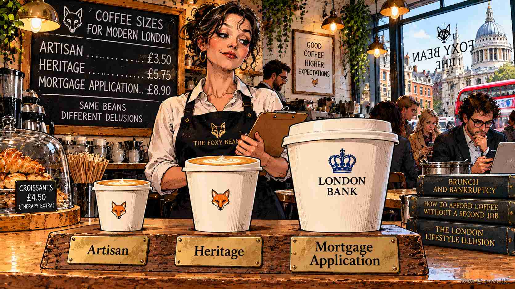 London Coffee Shop Replaces Small, Medium and Large With ‘Artisan,’ ‘Heritage’ and ‘Mortgage Application’