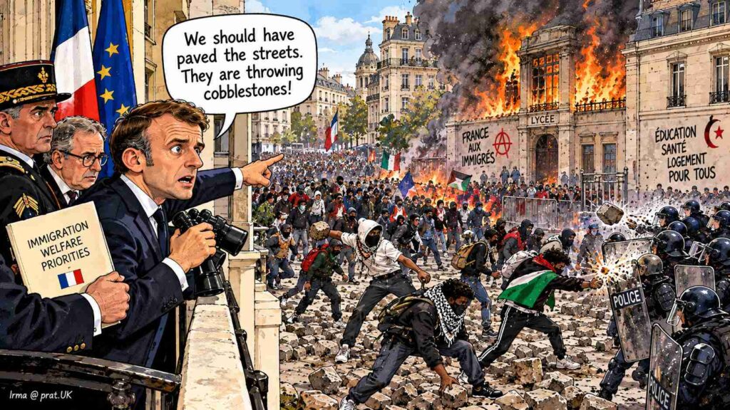Macron Observes a Chaotic Paris Riot Macron Observes a Chaotic Paris Riot