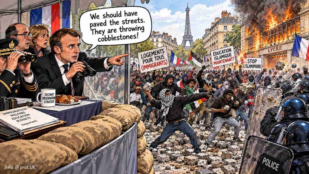 Macron Watches the Cobblestone Uprising Macron Watches the Cobblestone Uprising