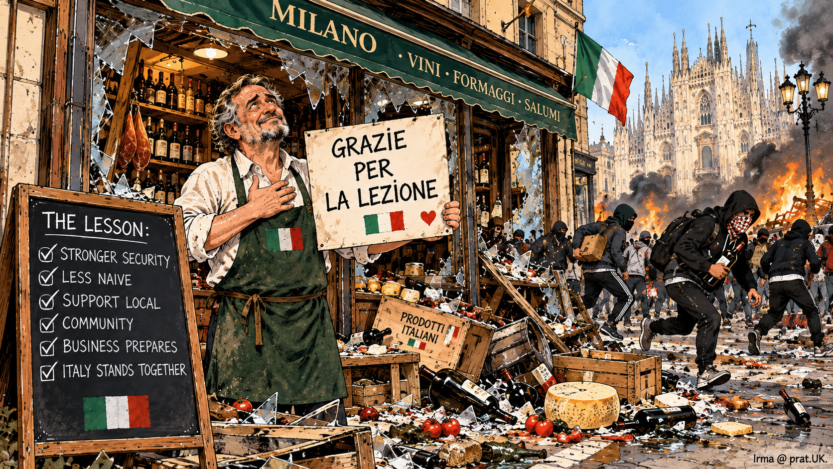 Milan Shopkeeper Thanks Rioters for the Lesson