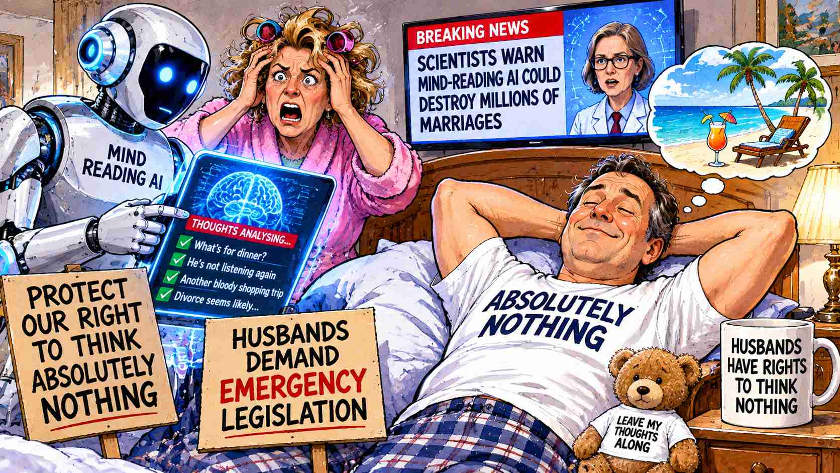 Scientists Warn Mind-Reading AI Could Destroy Millions of Marriages, Husbands Demand Emergency Legislation Protecting Their Right to Think Absolutely Nothing
