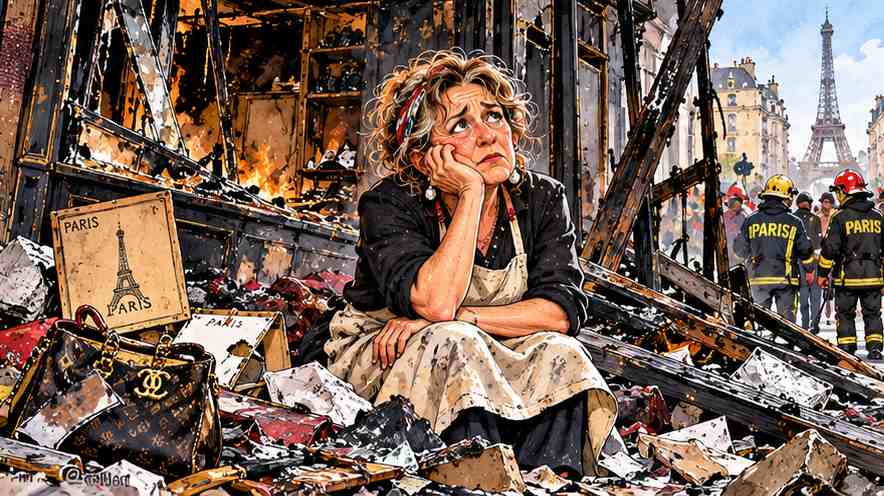 Paris Riot Triptych Fire, Ruins, and Protest crop