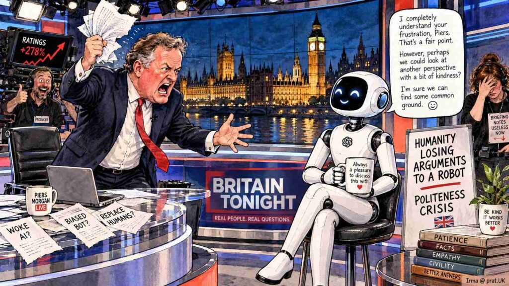 Piers Morgan and the Politeness Debate () ChatGPT Learns to Listen, Piers Morgan Demands the Feature Be Disabled