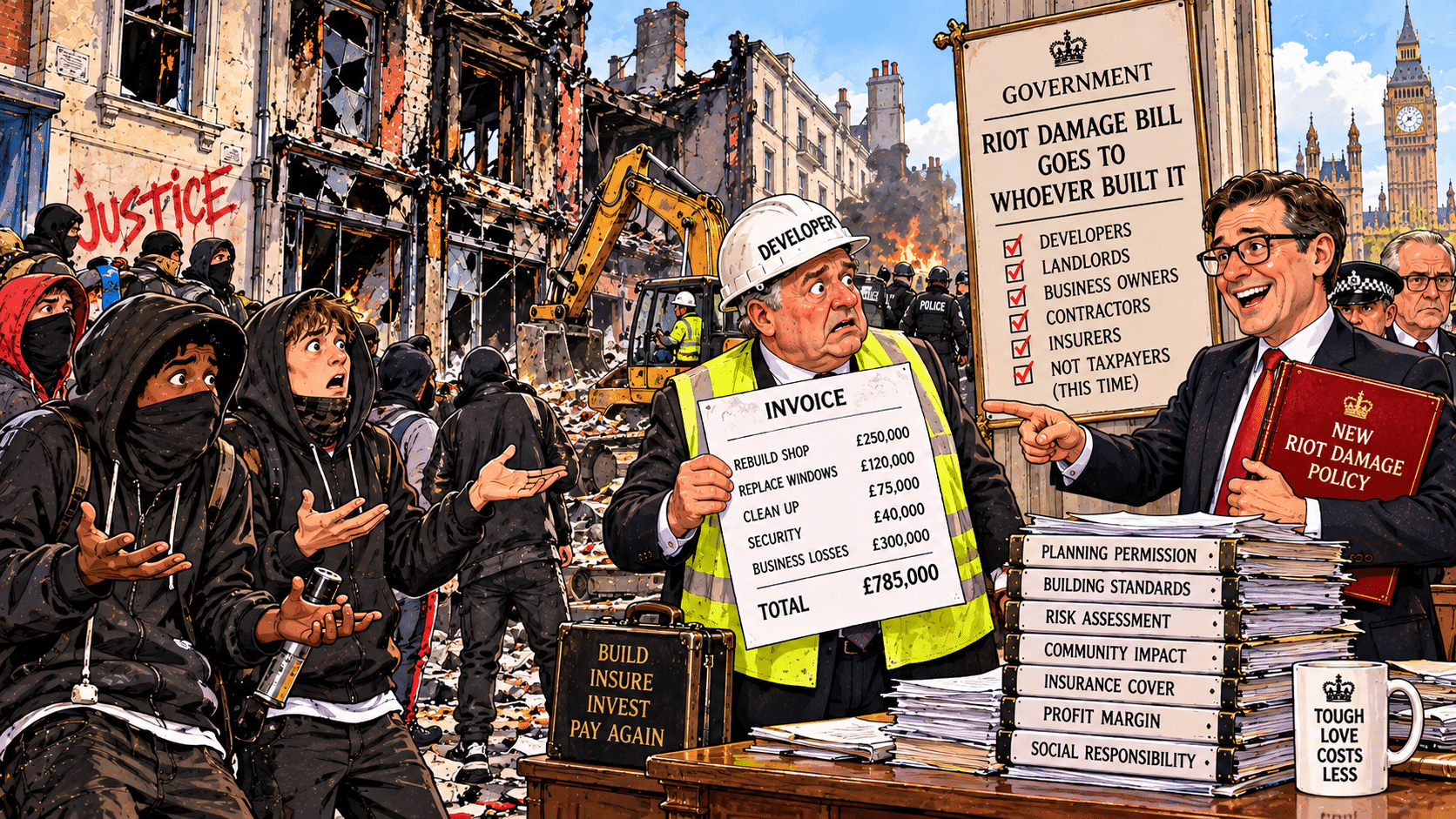 Riot Damage Bill Goes to Whoever Built It
