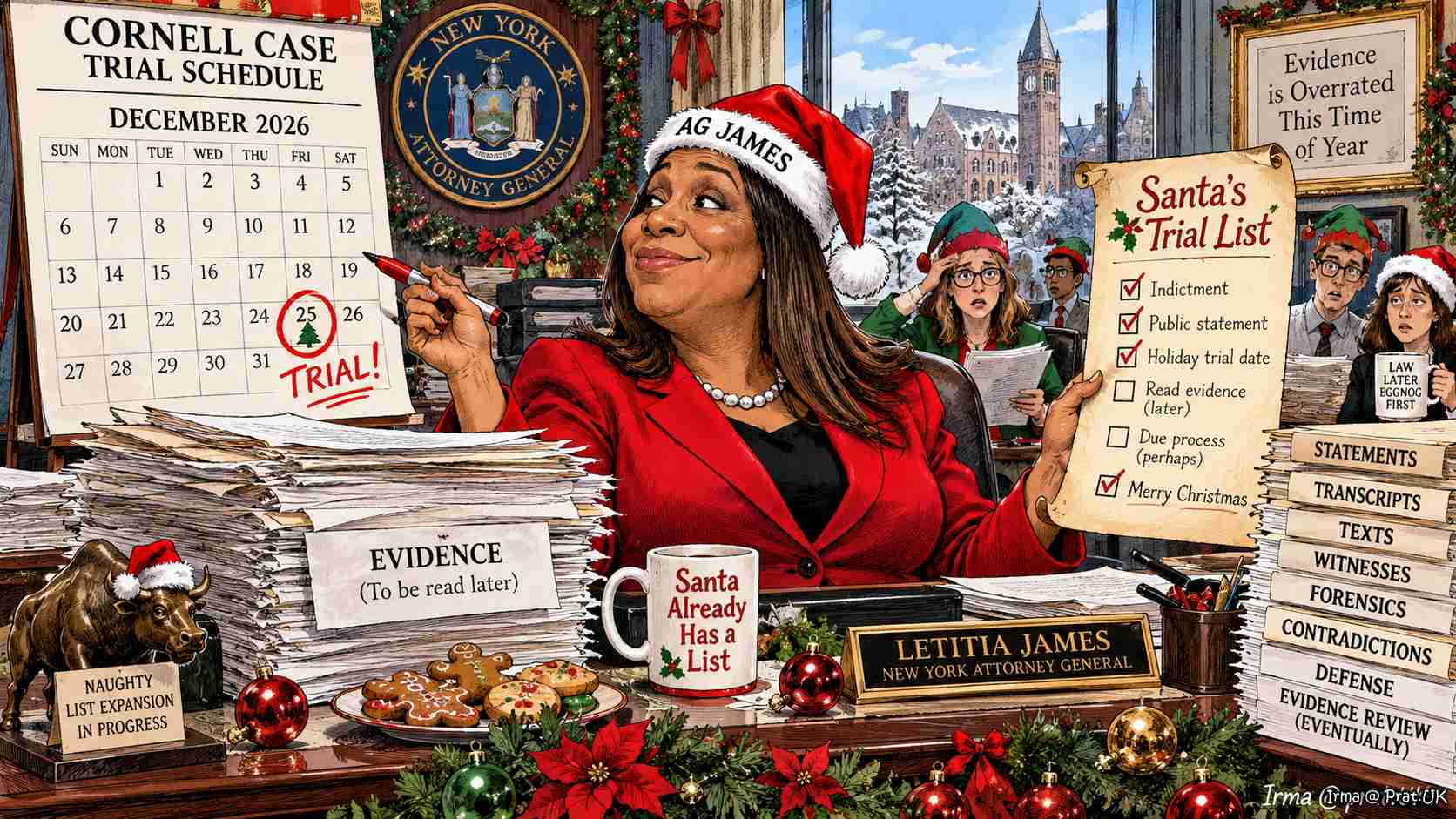 Letitia James Books Cornell Trial for Christmas