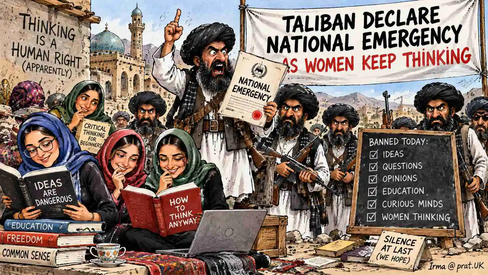 Taliban Declare National Emergency as Women Keep Thinking