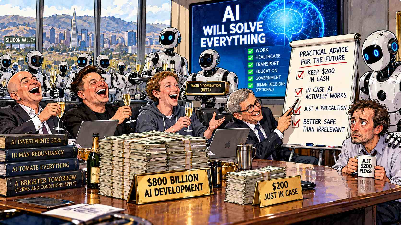 Silicon Valley Billionaires Spend 0 Billion Developing Artificial Intelligence, Now Recommend Keeping 0 in Cash in Case It Actually Works