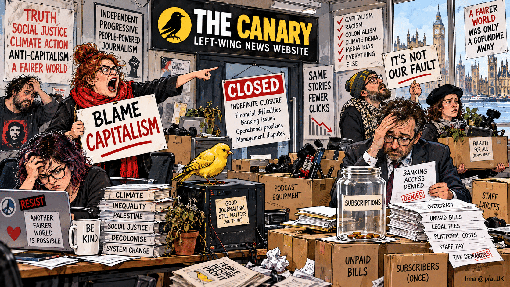 The Canary Closes, Left Blames Capitalism