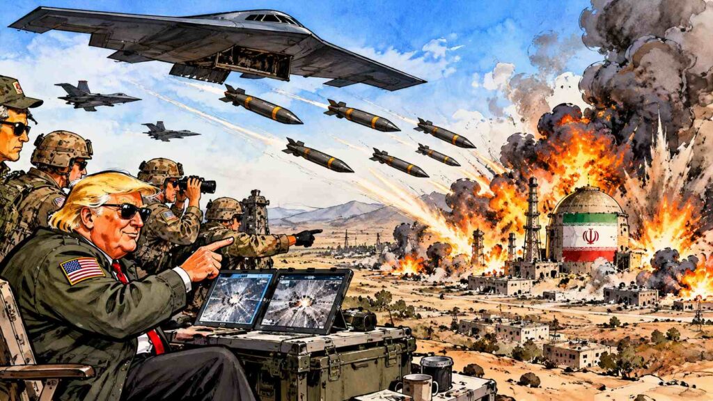 Watercolor Strike on Iranian Facility Watercolor Strike on Iranian Facility